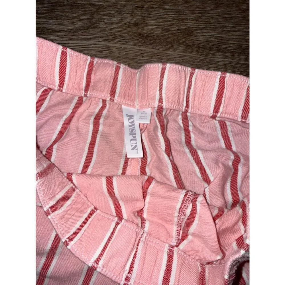 Striped Pink High-Waist Women’s Shorts with Elastic Waistband